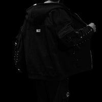 Metallic Tactical Oversized Cargo Zip-up Jacket [DARKNESS]