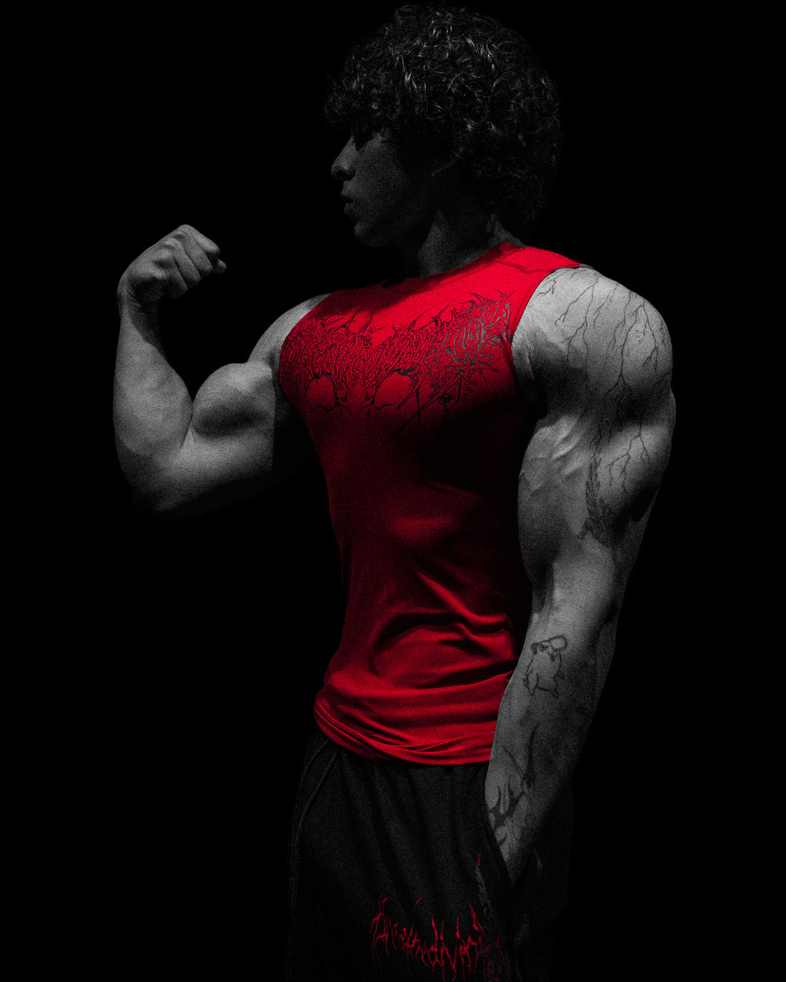 Void Tech™ Cyber Skeleton Cut-off Delt Compression [CRIMSON RED]