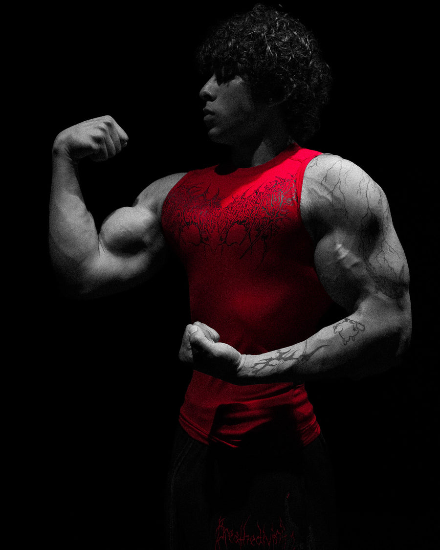 Void Tech™ Cyber Skeleton Cut-off Delt Compression [CRIMSON RED]