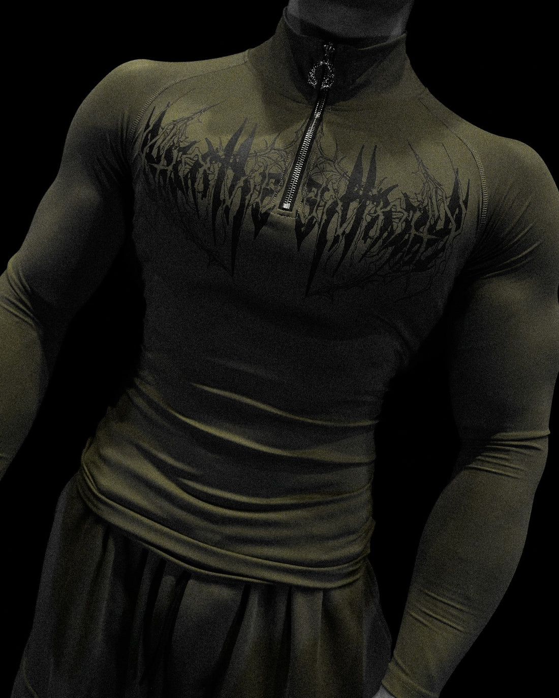 Void Tech™ Deathwing Longsleeve Quarter Zip Compression [OLIVE GREEN]