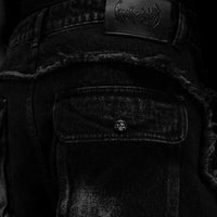 Oversized Distressed Denim Cargo jeans [ALLOY WASH]