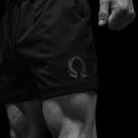 Mens Embroidery Bodybuilding Shorts [VOID BLACK]