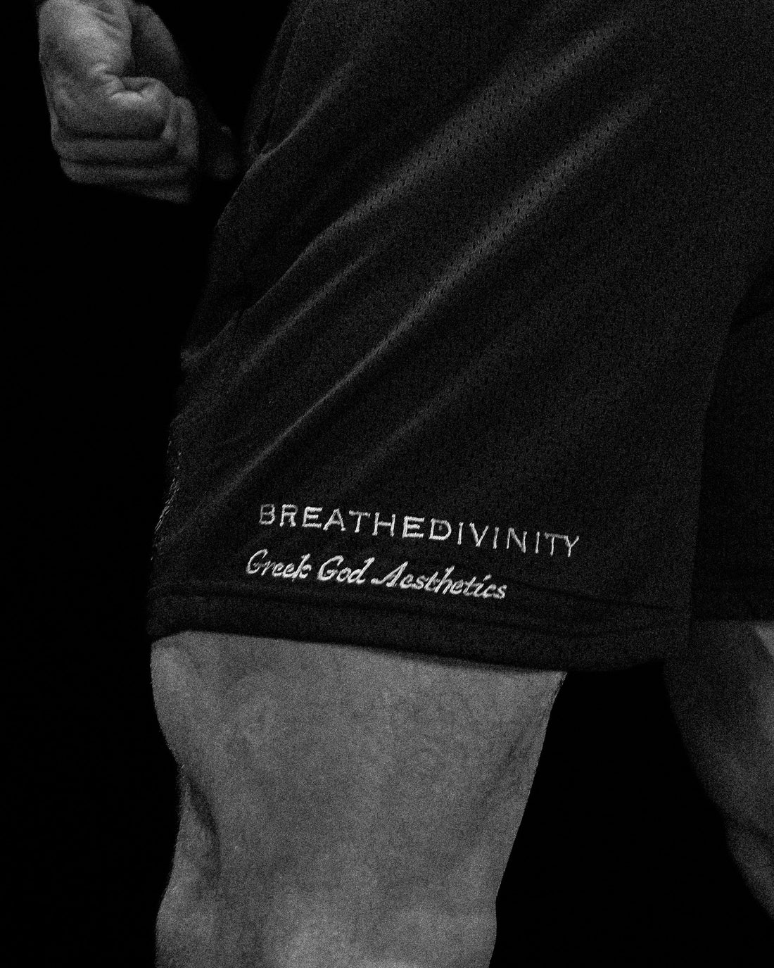 Mens Embroidery Bodybuilding Shorts [VOID BLACK]