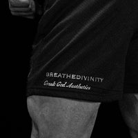 Mens Embroidery Bodybuilding Shorts [VOID BLACK]