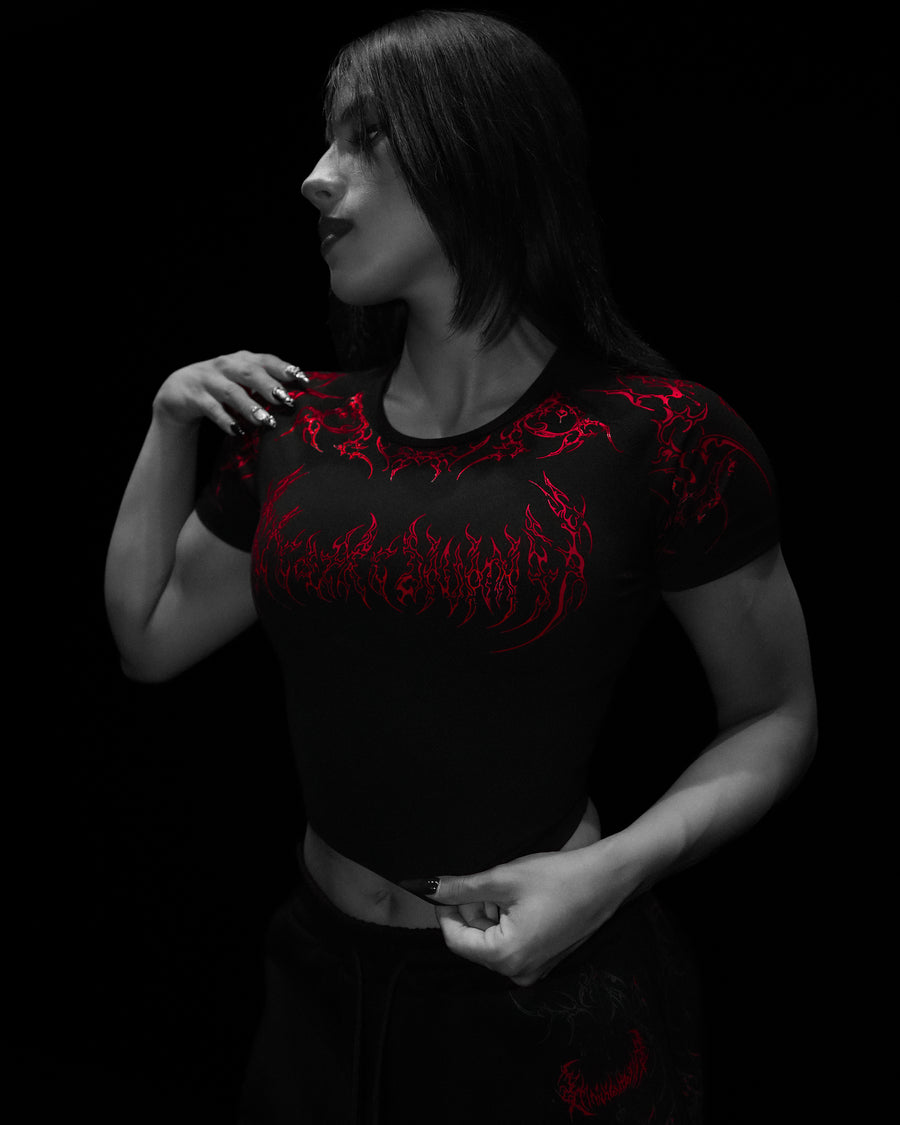 Women's Void Tech™ Black Petal Cropped Compression [NIGHTMARE]