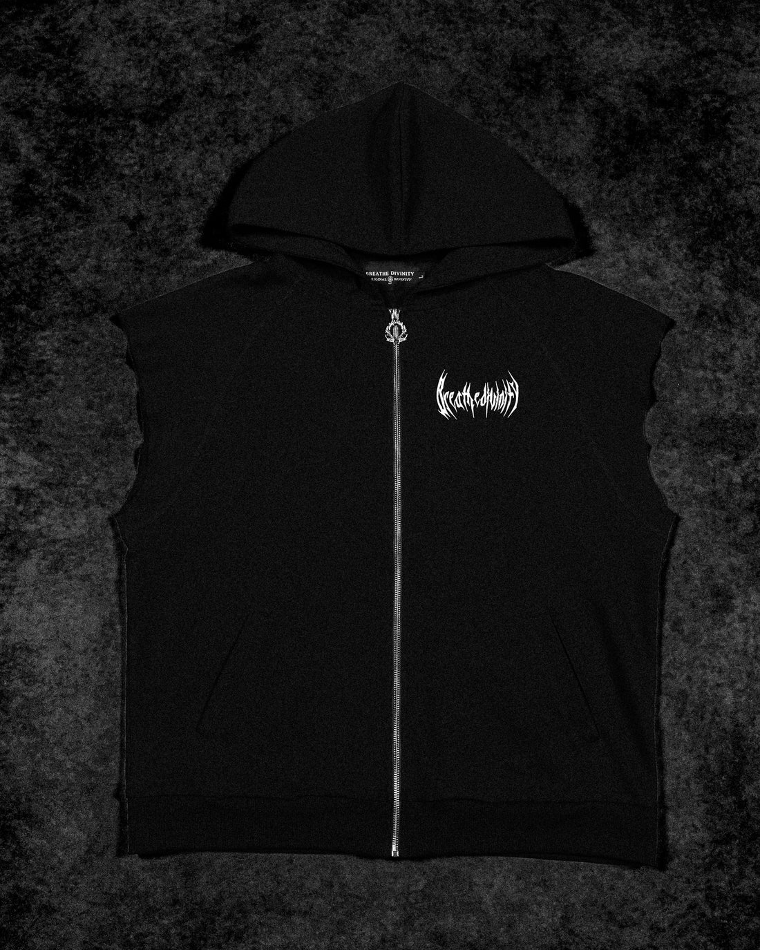 Venom Cutoff Zip-up Hoodie [VOID BLACK] – Breathedivinity
