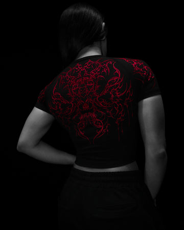 Women's Void Tech™ Black Petal Cropped Compression [NIGHTMARE]