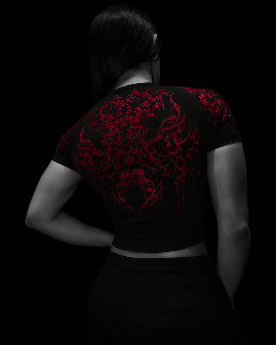 Women's Void Tech™ Black Petal Cropped Compression [NIGHTMARE]
