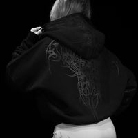 Women's Scarlet Kiss Cropped Zip-up Hoodie [DARKNESS]