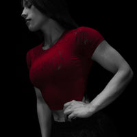 Women's Void Tech™ Black Petal Cropped Compression [CRIMSON]