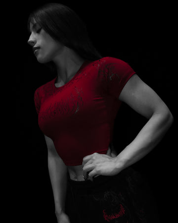Women's Void Tech™ Black Petal Cropped Compression [CRIMSON]