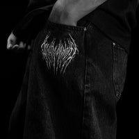 Essential Embroidered Oversized Denim Jeans [DARK GRAY]