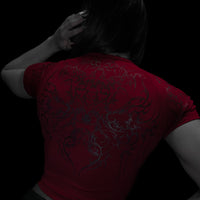 Women's Void Tech™ Black Petal Cropped Compression [CRIMSON]
