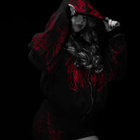 Women's Scarlet Kiss Cropped Zip-up Hoodie [NIGHTMARE]