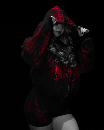 Women's Scarlet Kiss Cropped Zip-up Hoodie [NIGHTMARE]