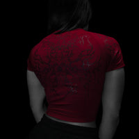 Women's Void Tech™ Black Petal Cropped Compression [CRIMSON]