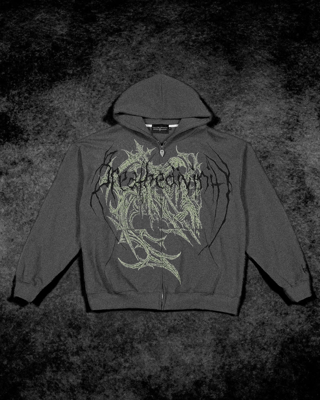 Grim Reaper Embroidered Oversized Zip-up Hoodie [DECAY]