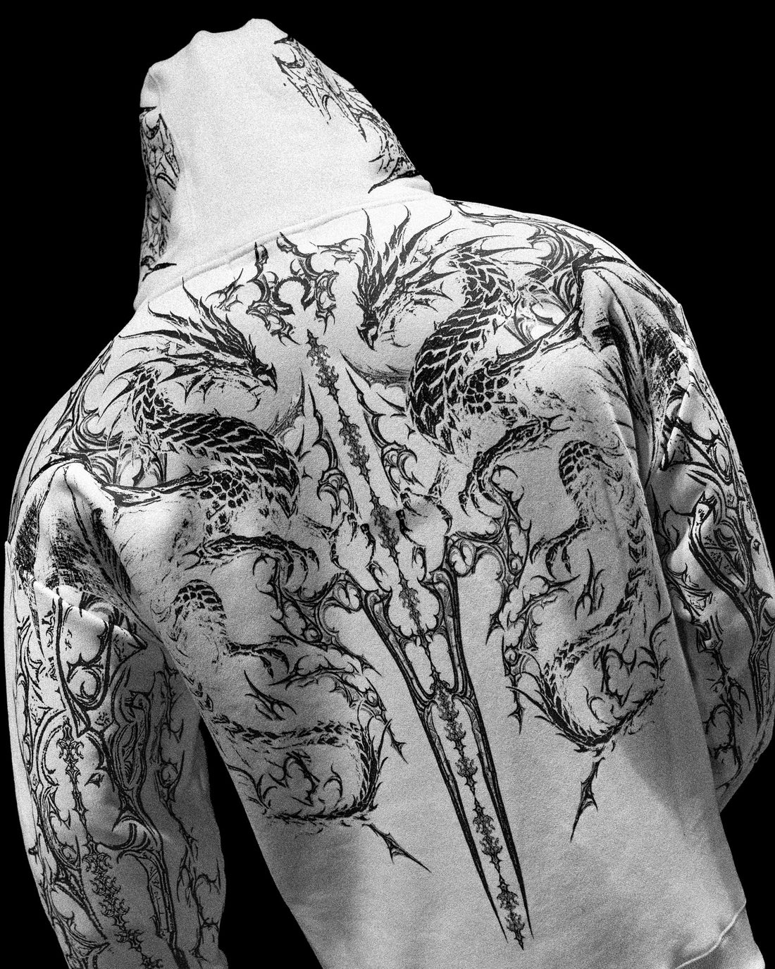 Dragon Blade Oversized pullover hoodie [DIVINE WHITE]