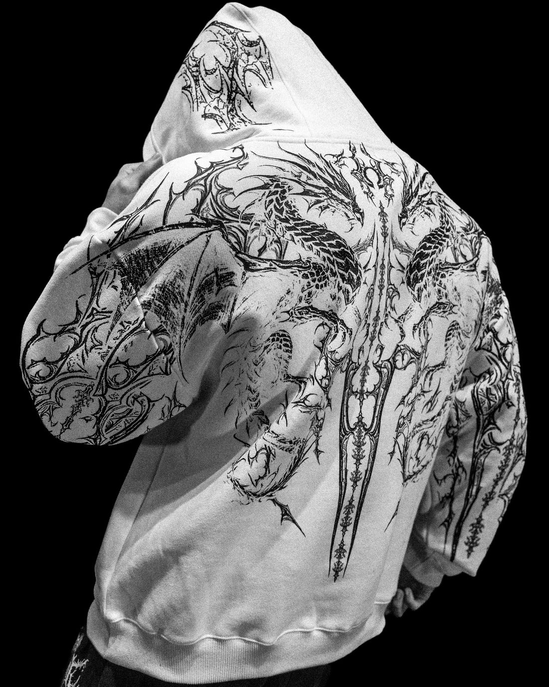 Dragon Blade Oversized pullover hoodie [DIVINE WHITE]