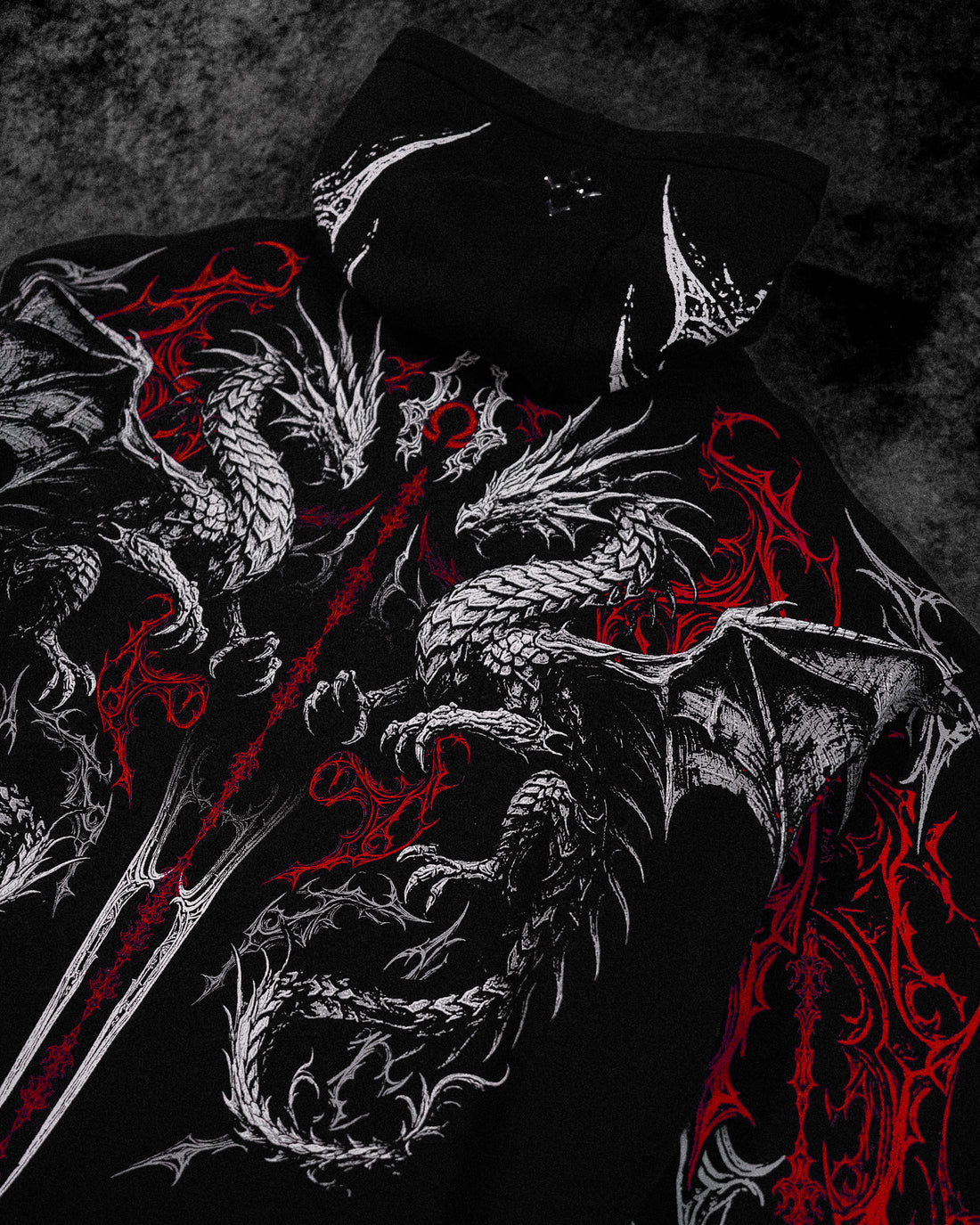 Dragon Blade Oversized pullover hoodie [HEAVENLY RED]