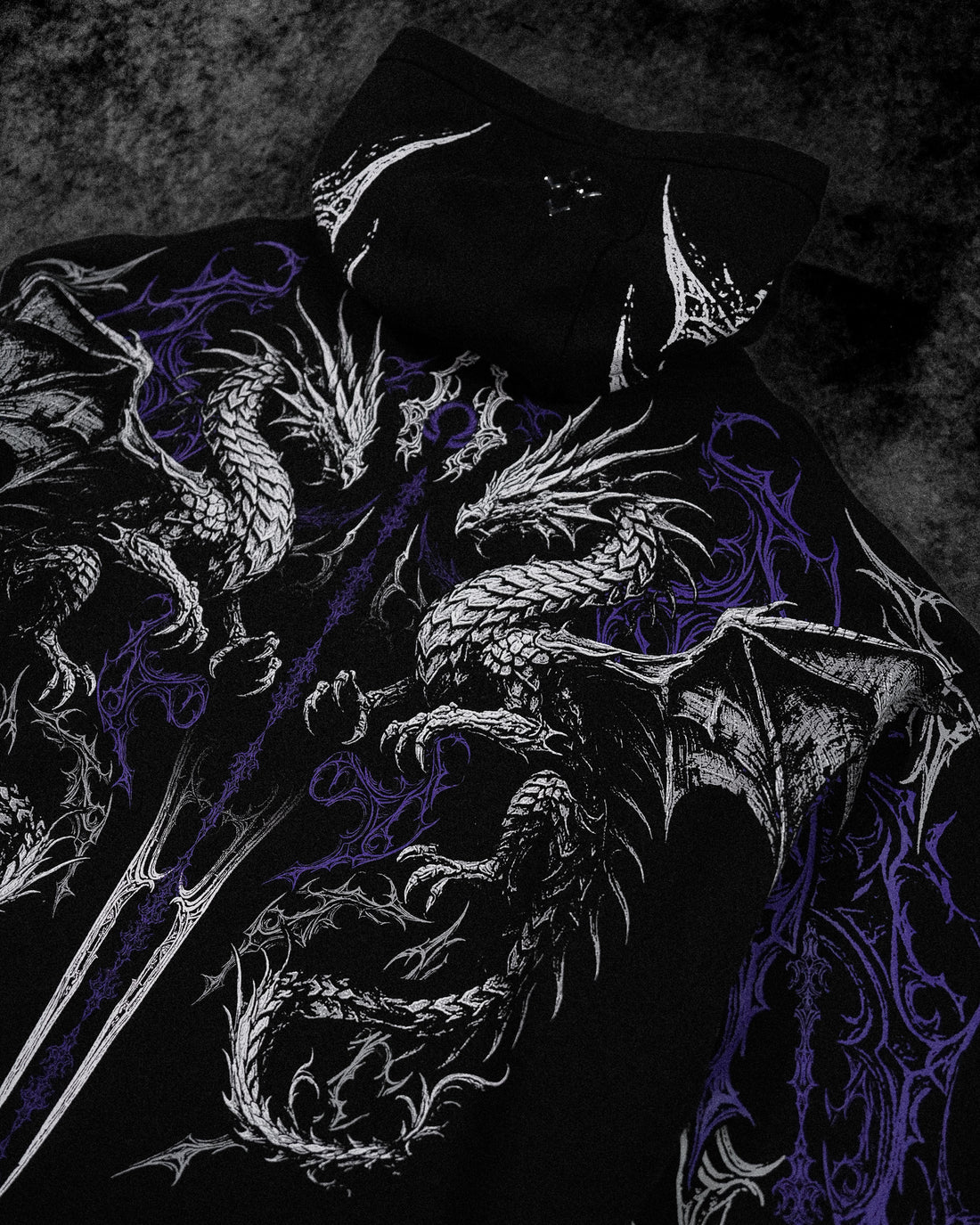 Dragon Blade Oversized Pullover Hoodie [HOLLOW PURPLE]