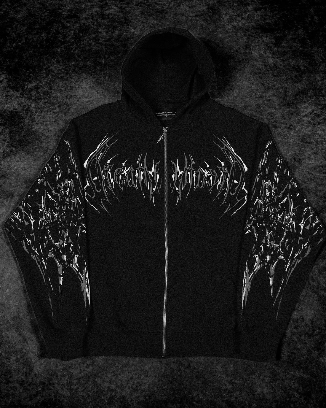 Deathkeeper Oversized Zip-up Hoodie [VOID BLACK]