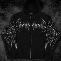 Deathkeeper Oversized Zip-up Hoodie [VOID BLACK]