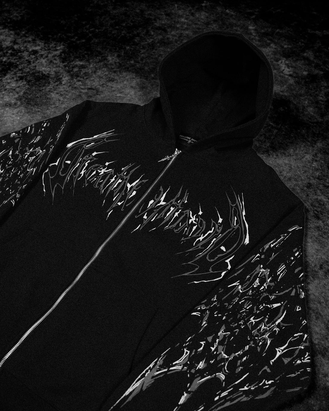 Deathkeeper Oversized Zip-up Hoodie [VOID BLACK]
