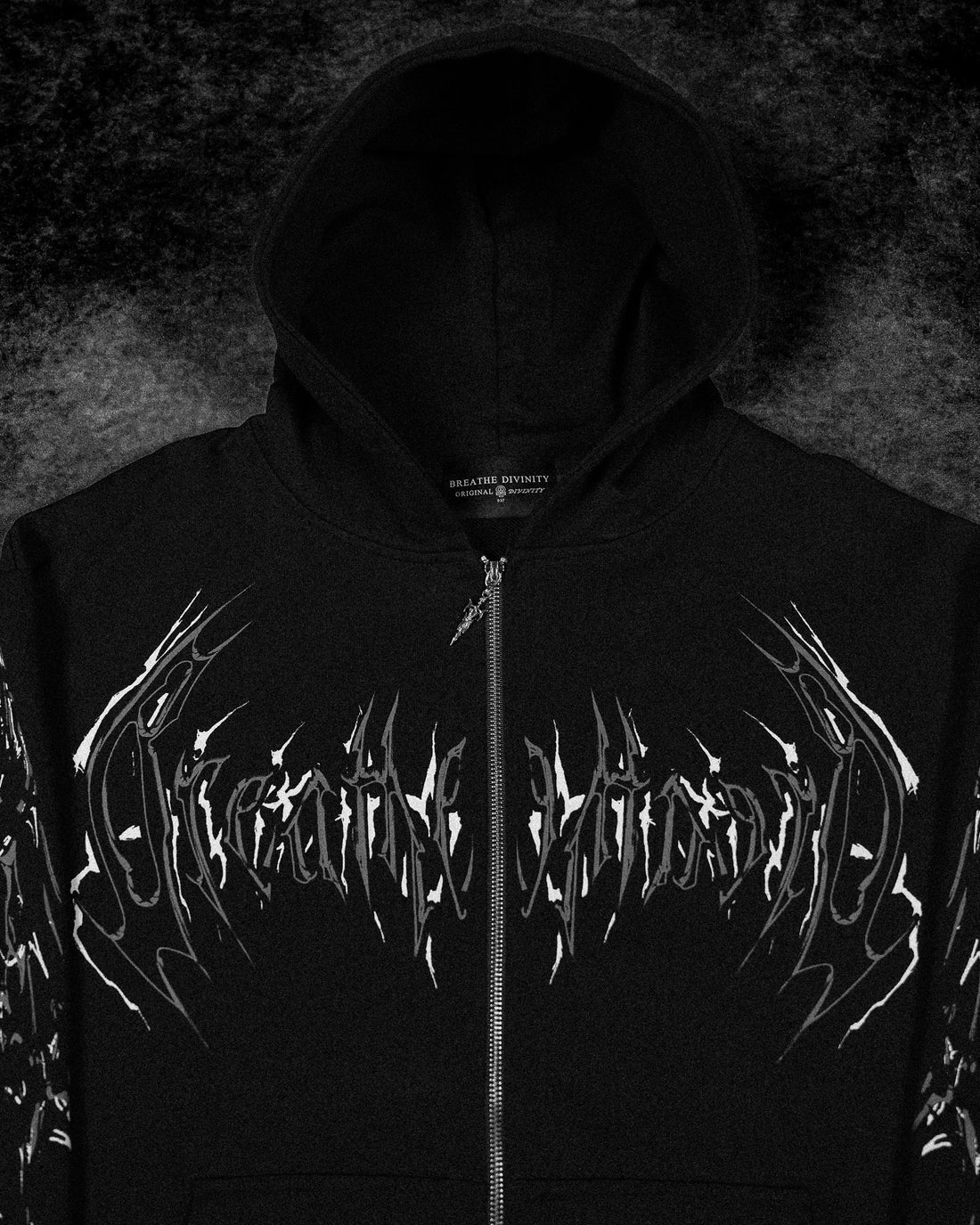 Deathkeeper Oversized Zip-up Hoodie [VOID BLACK]