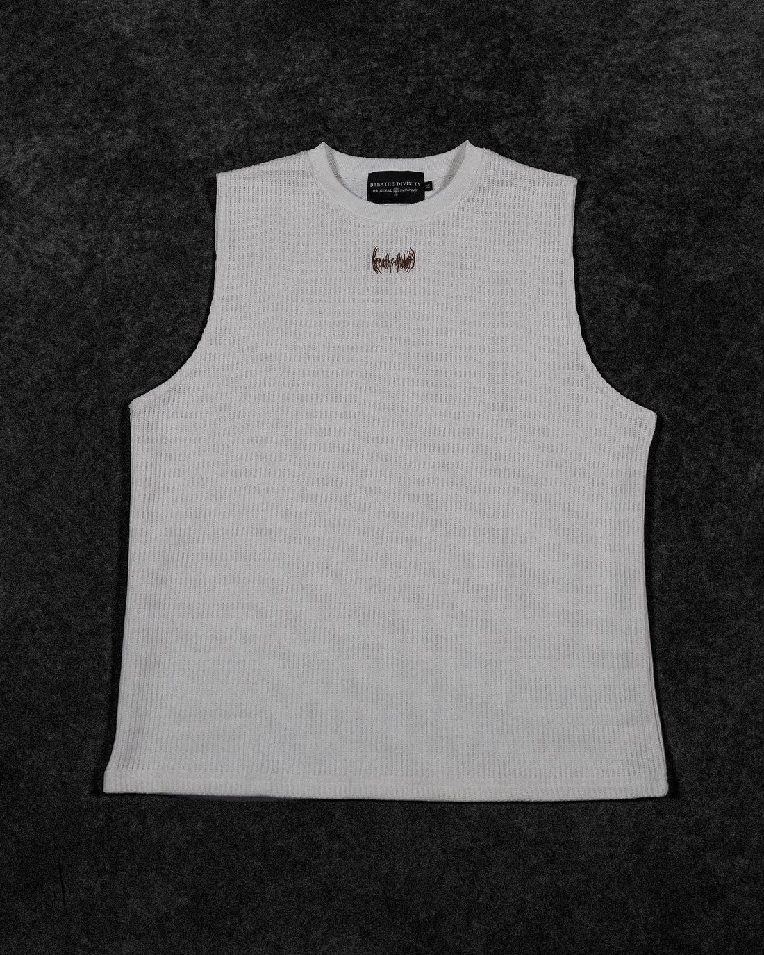 Waffle Knit Cut-off Tee [CREAME BRULEE]