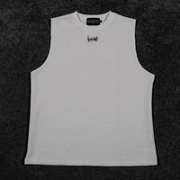 Waffle Knit Cut-off Tee [CREAME BRULEE]