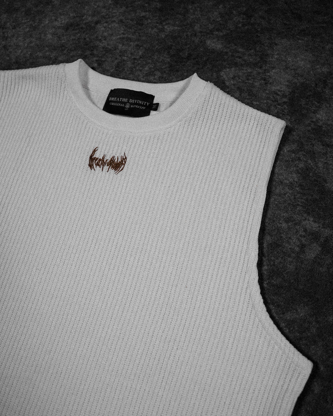 Waffle Knit Cut-off Tee [CREAME BRULEE]