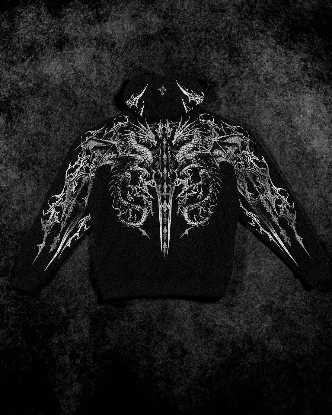 Dragon Blade Oversized pullover hoodie [VOID BLACK]