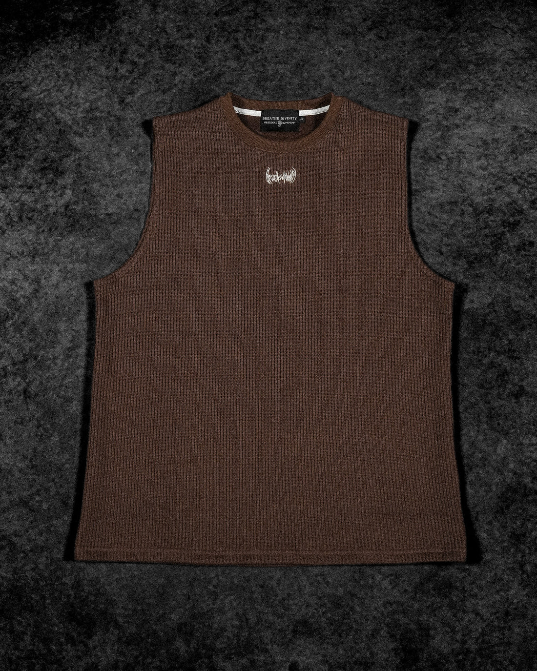 Waffle Knit Cut-off Tee [ESPRESSO]