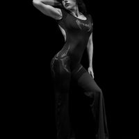 Void Tech™ Dark Reign Open Back Flare Bodysuit [DARKNESS]