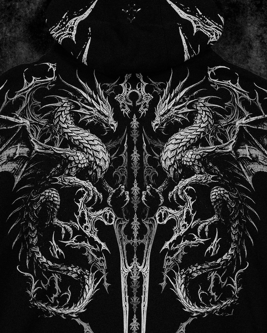 Dragon Blade Oversized pullover hoodie [VOID BLACK]