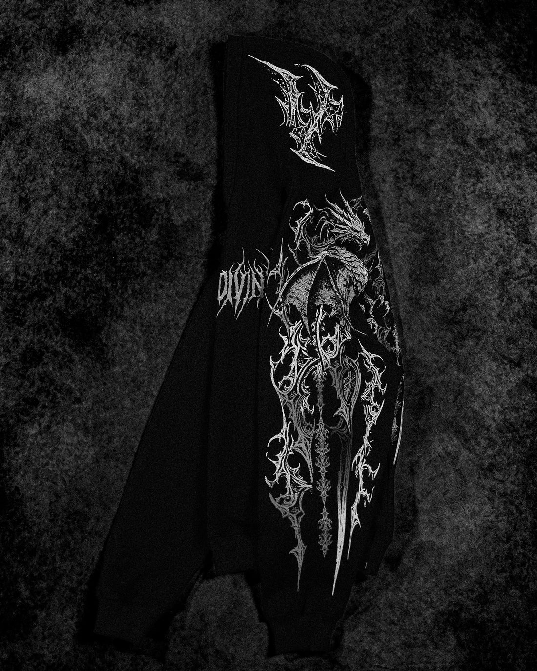 Dragon Blade Oversized pullover hoodie [VOID BLACK]