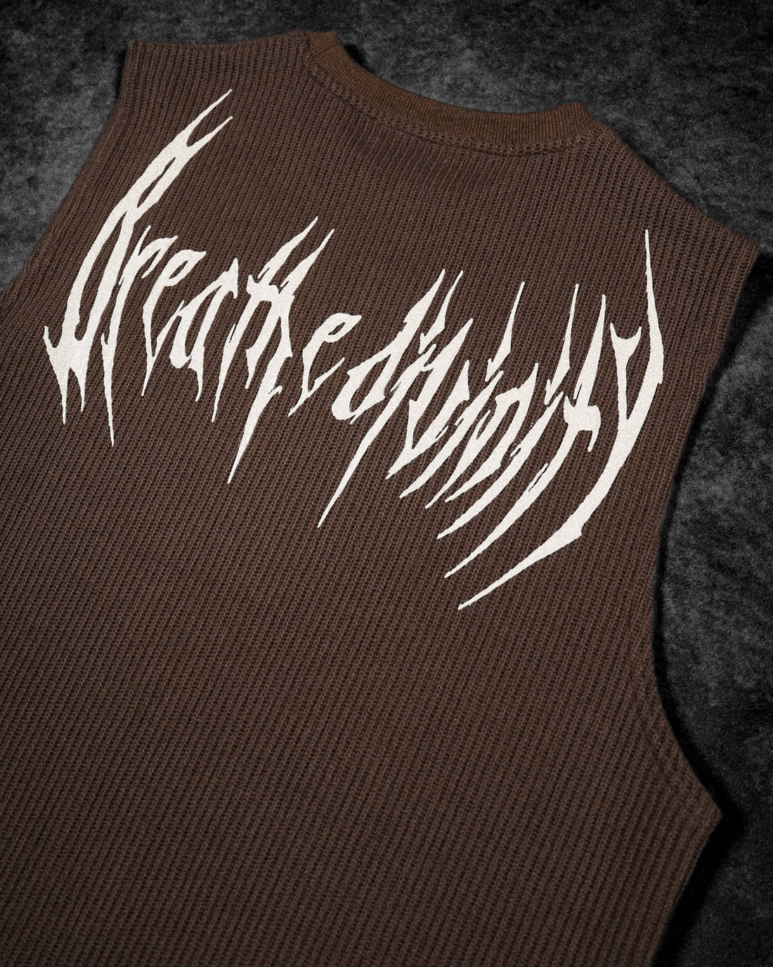 Waffle Knit Cut-off Tee [ESPRESSO]