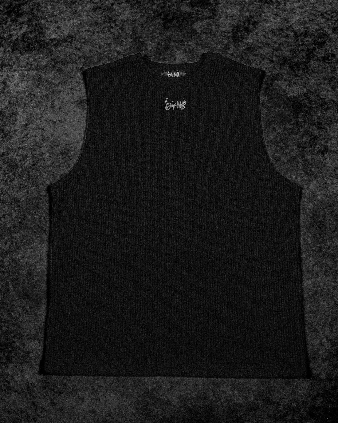 Waffle Knit Cut-off Tee [OBSIDIAN]