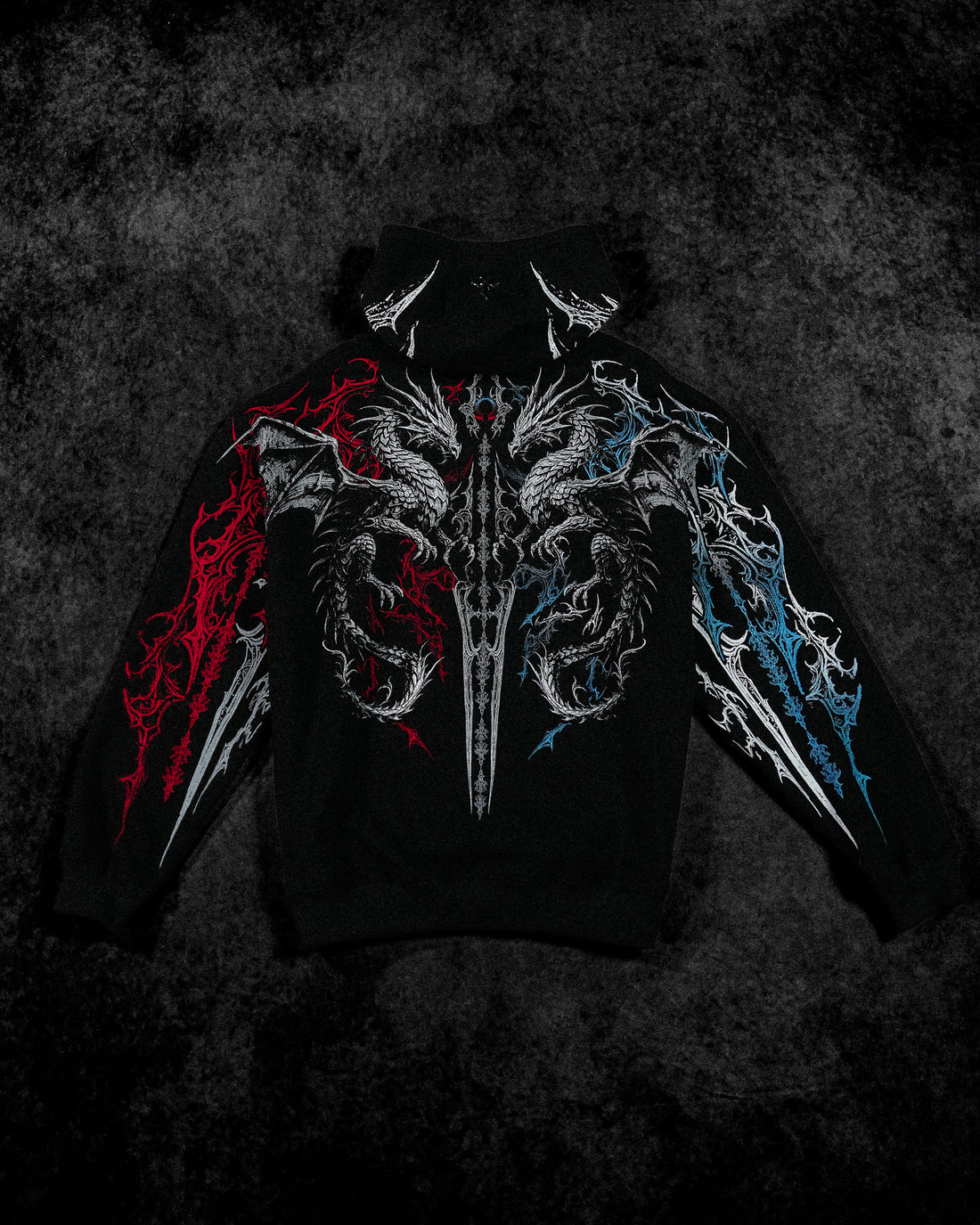 Dragon Blade Oversized pullover hoodie [FIRE AND ICE]