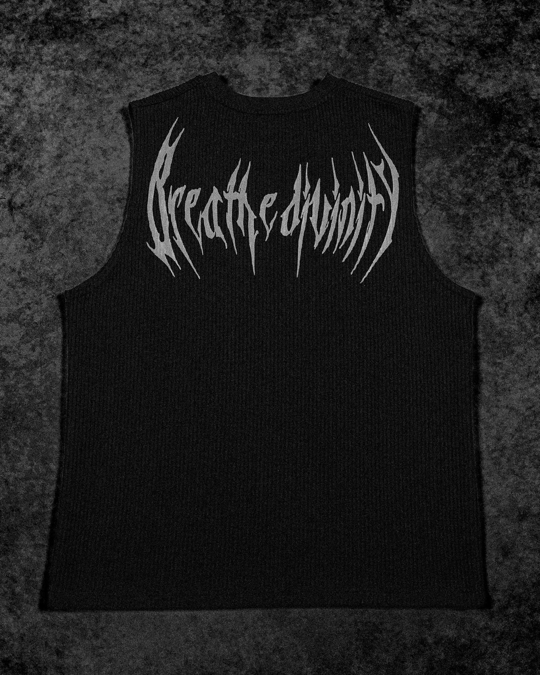 Waffle Knit Cut-off Tee [OBSIDIAN]
