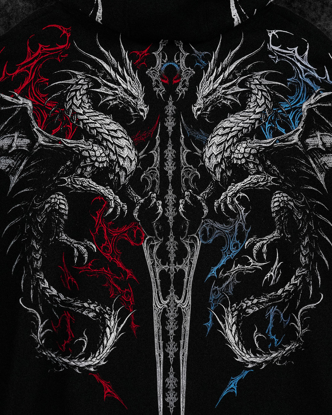 Dragon Blade Oversized pullover hoodie [FIRE AND ICE]