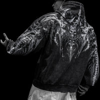 Death Slayer Oversized Zip-up Hoodie [GHOST VINTAGE WASH]