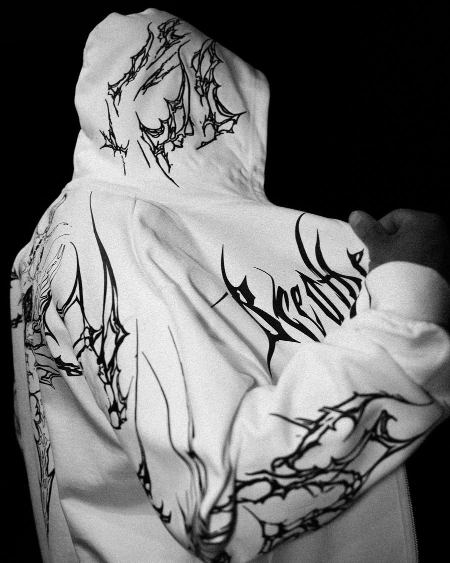 Kingslayer Oversized Zip-up hoodie [DIVINE WHITE]