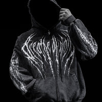 Death Slayer Oversized Zip-up Hoodie [GHOST VINTAGE WASH]