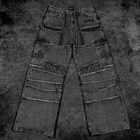 Oversized Distressed Denim Cargo jeans [VINTAGE WASH]