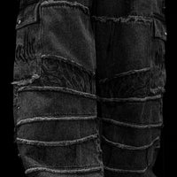 Oversized Distressed Denim Cargo jeans [VINTAGE WASH]