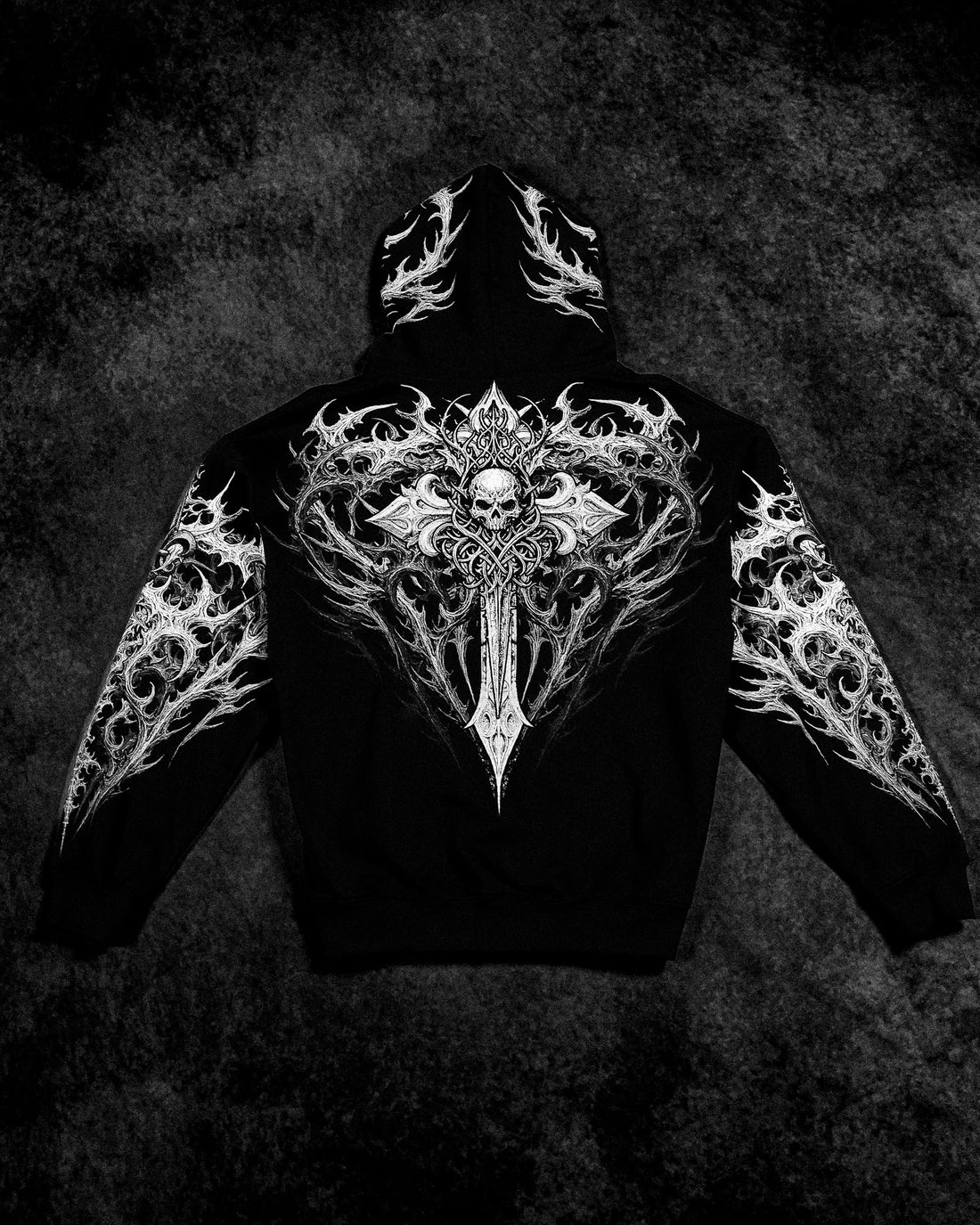 Heavenly Knight Oversized Zip-up Hoodie [VOID BLACK] – Breathedivinity