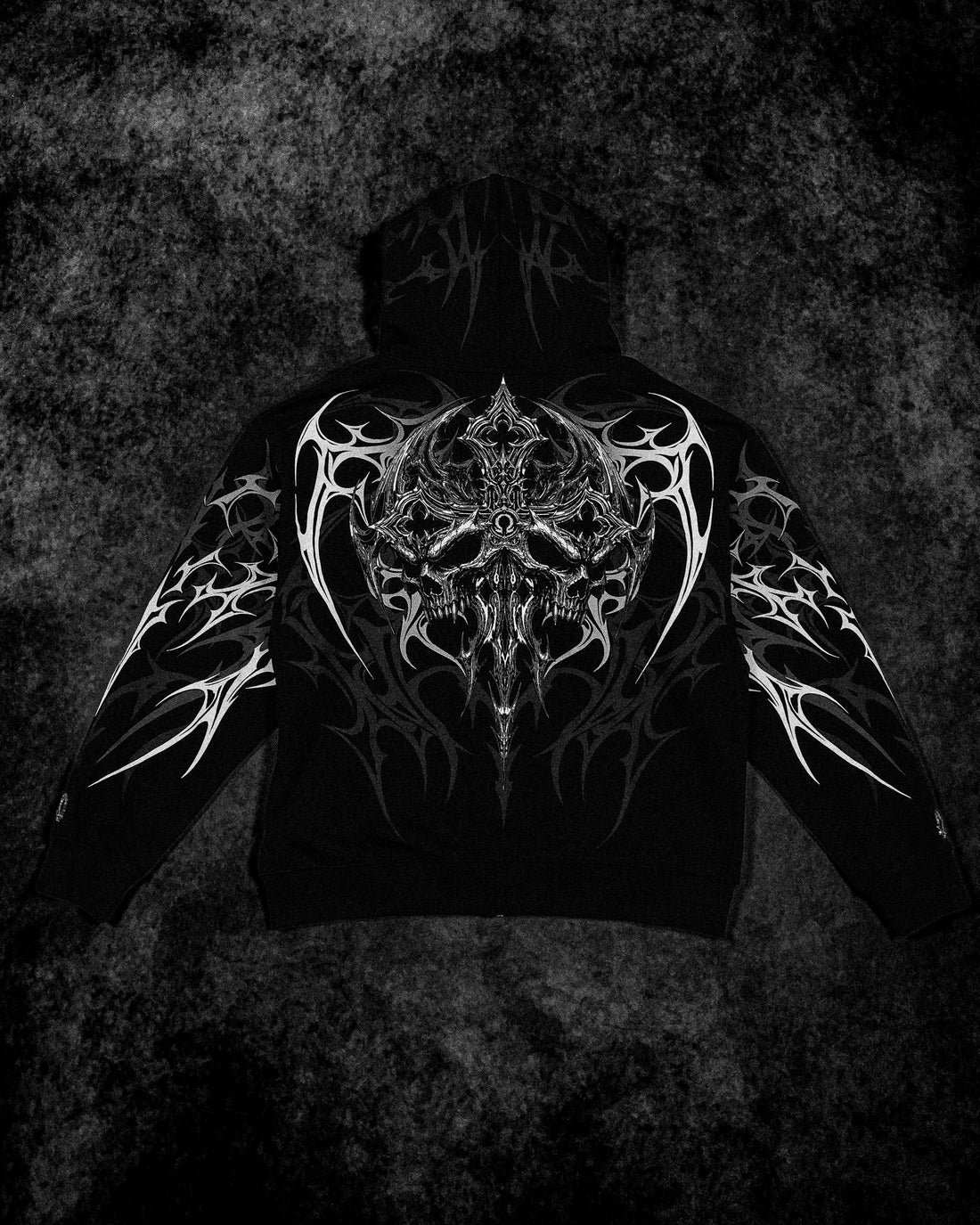 Immortality Oversized Zip-Up Hoodie [VOID BLACK]