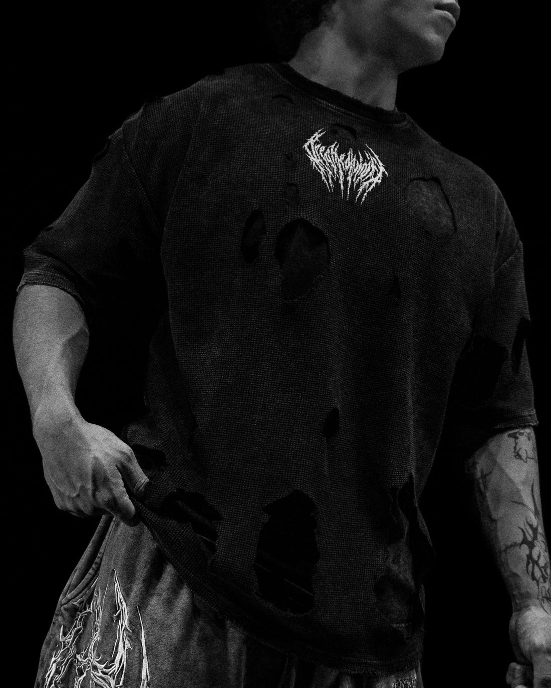 Tarnished Destroyed  Oversized T-shirt [GHOST]